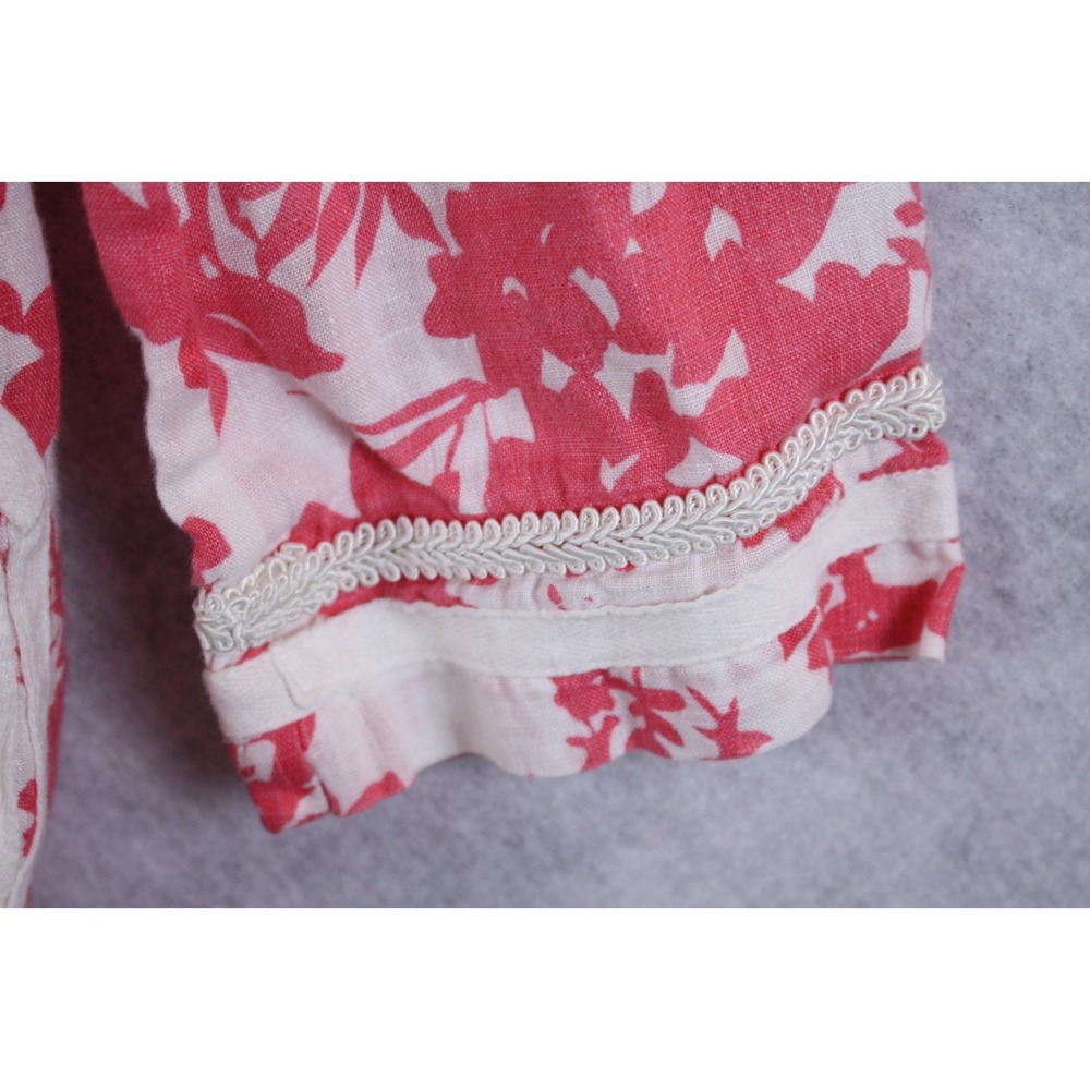 Malvin I Love Linen Blouse Womens Size Small Pink White Mandarin Trim Detail Top - Picture 6 of 15